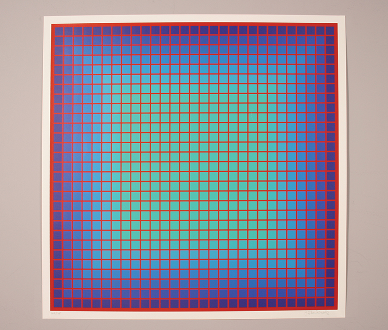 Conferring Blue Julian Stanczak Serigraph, 25" x 25" 1981 Conferring Blue Julian Stanczak Serigraph, 25" x 25" 1981