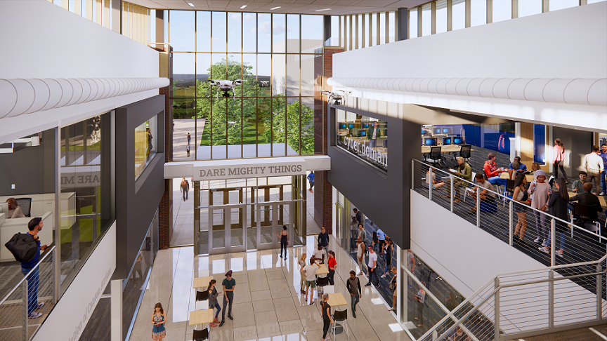 Atrium rendering of ҹ糡's Aeronautics and Engineering Building expansion