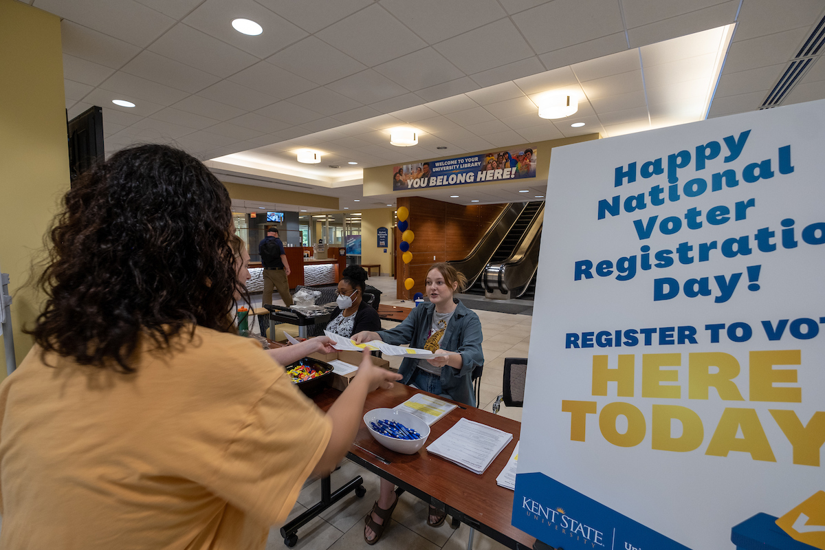 Kent State Votes helps students register to vote in this year's elections.