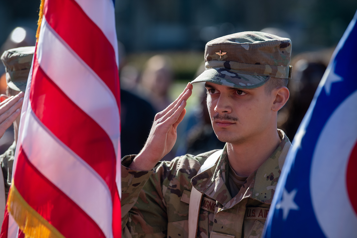 Kent State Air Force ROTC student at Thursday's Commemoration ceremonies