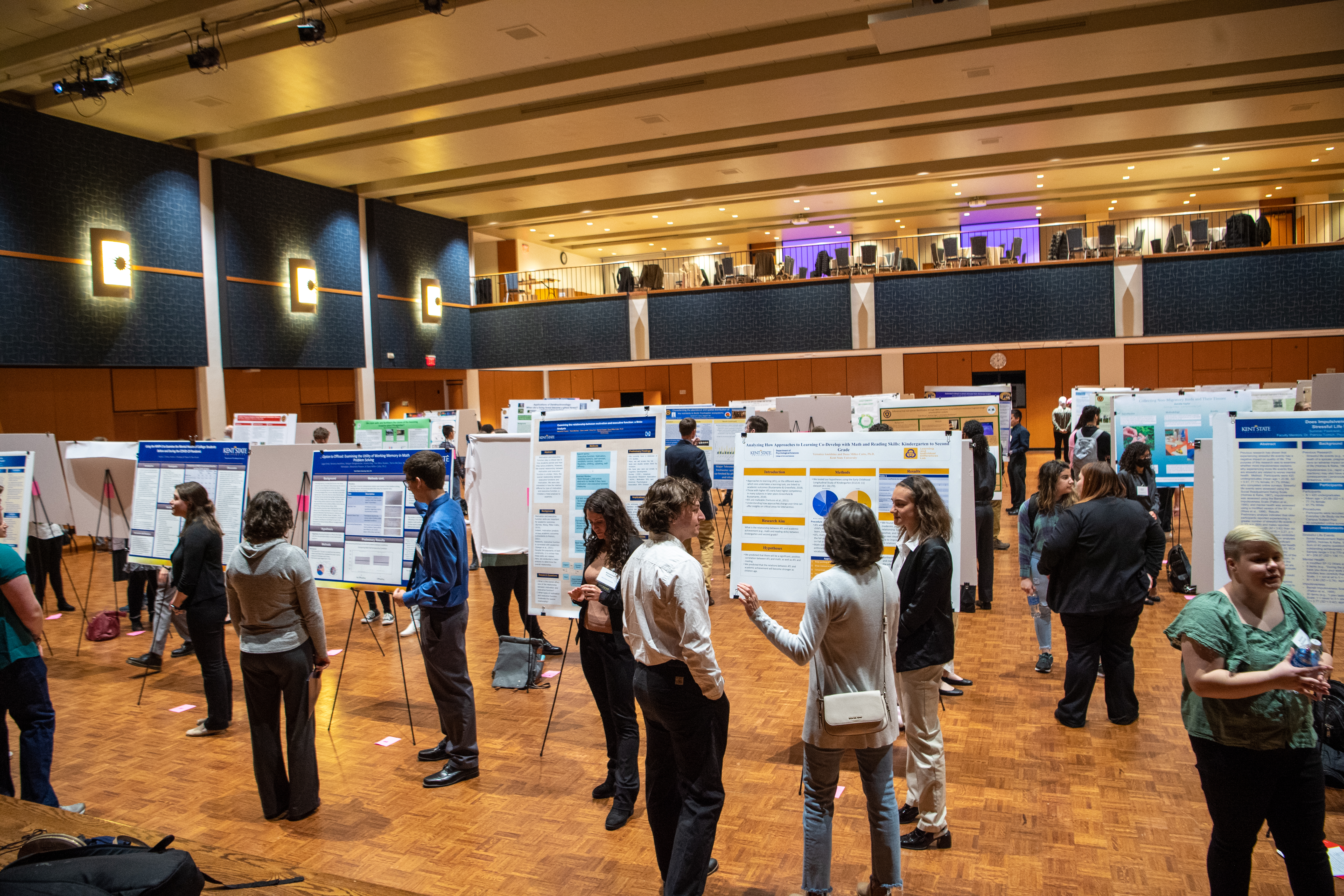 Kent State students take part in the Undergraduate Student Research Symposium in April 2023. Kent State students take part in the Undergraduate Student Research Symposium in April 2023.