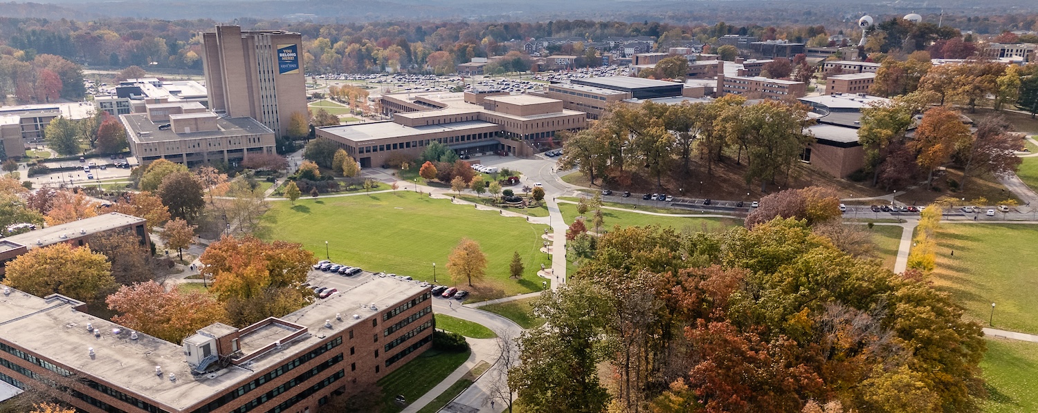 2024 Fall drone picture of Manchester and Library