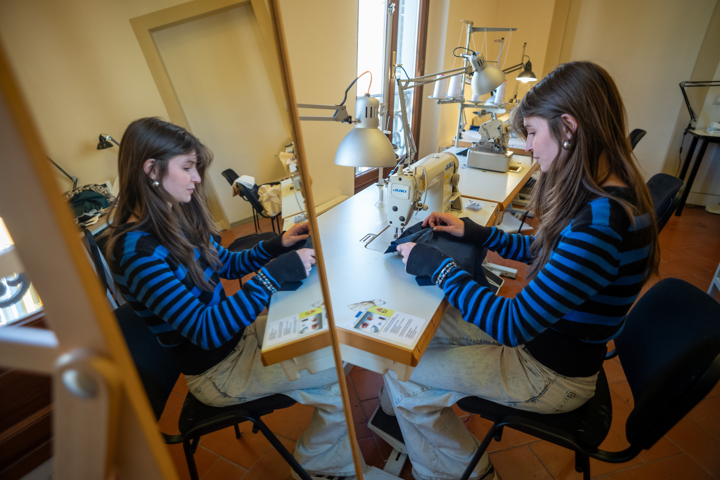 Fashion student working