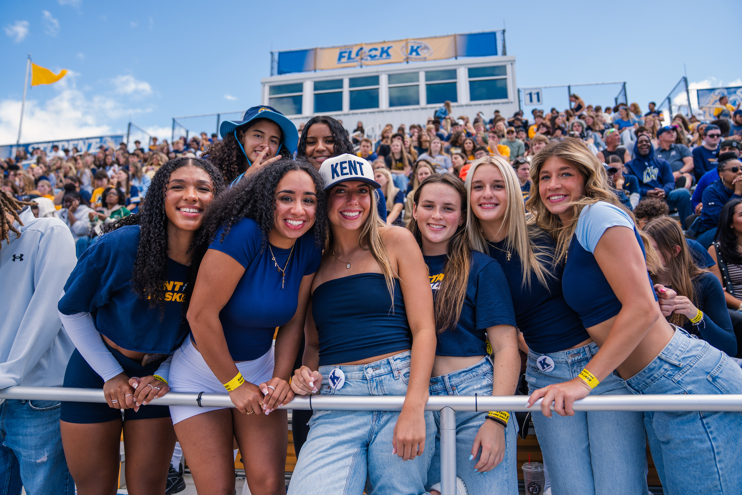 Students smile at football game