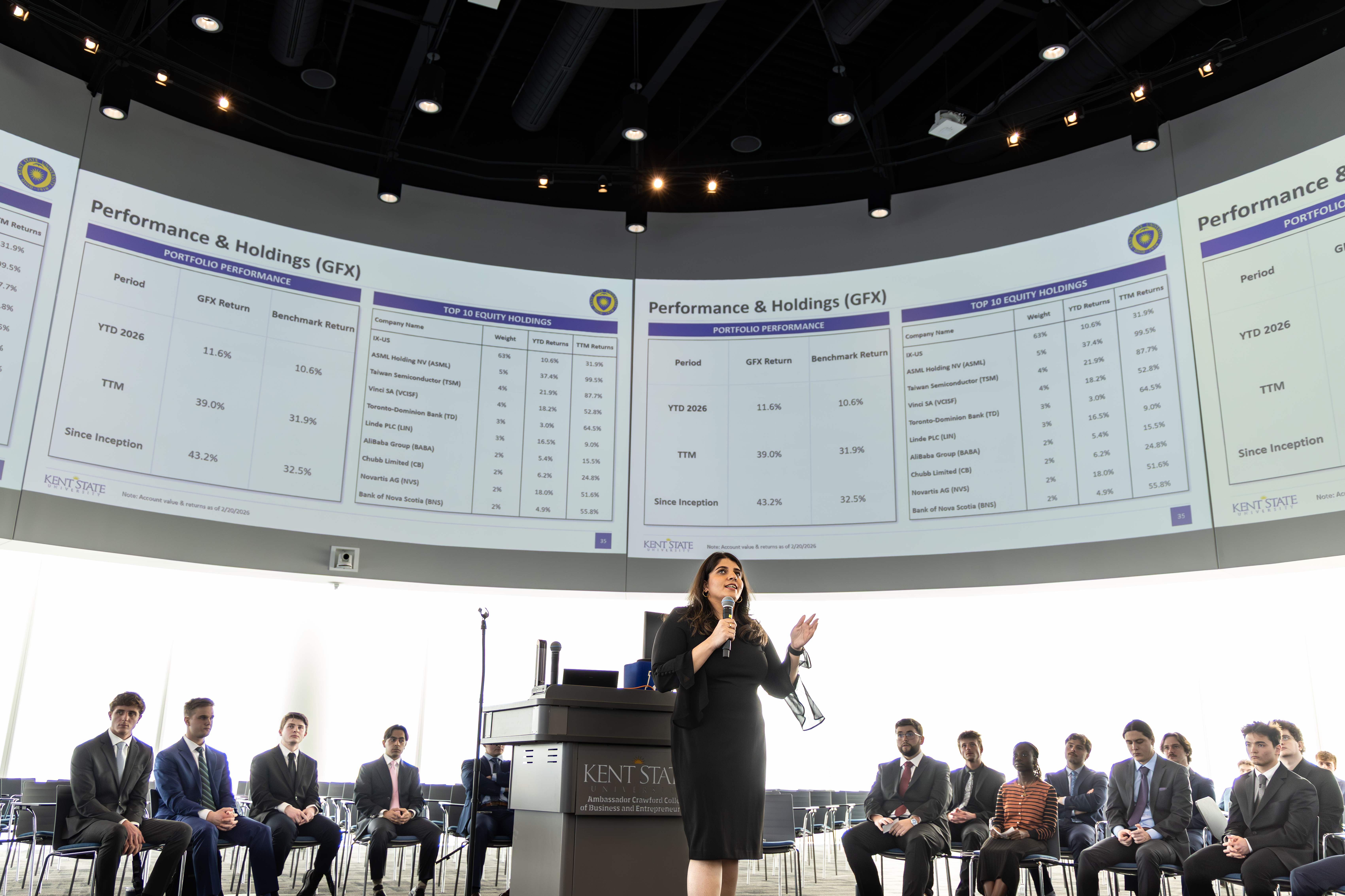 Verma speaking in front of GFAM