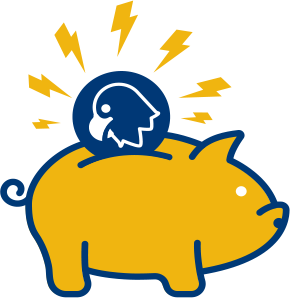 Flash piggy bank icon