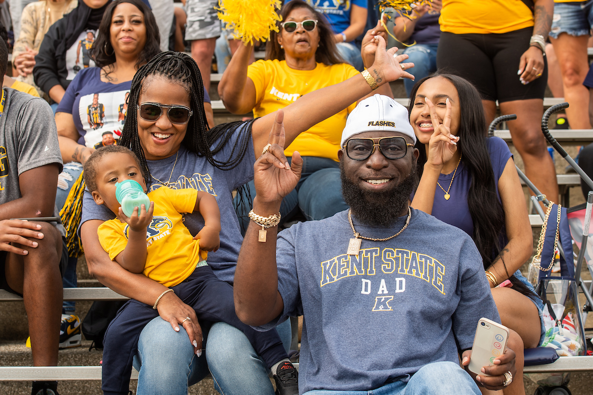 Student and Family in the Stands for Saturday's Football Game.