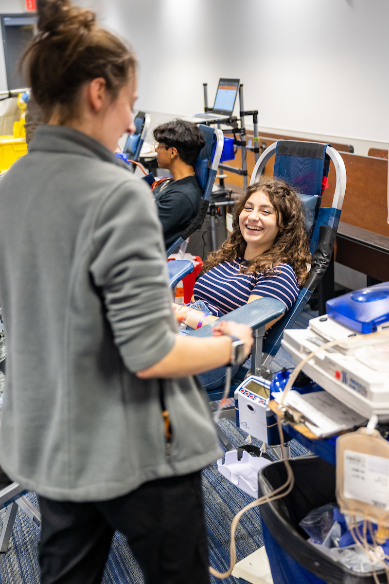 Students donating at a Vitalant blood drive