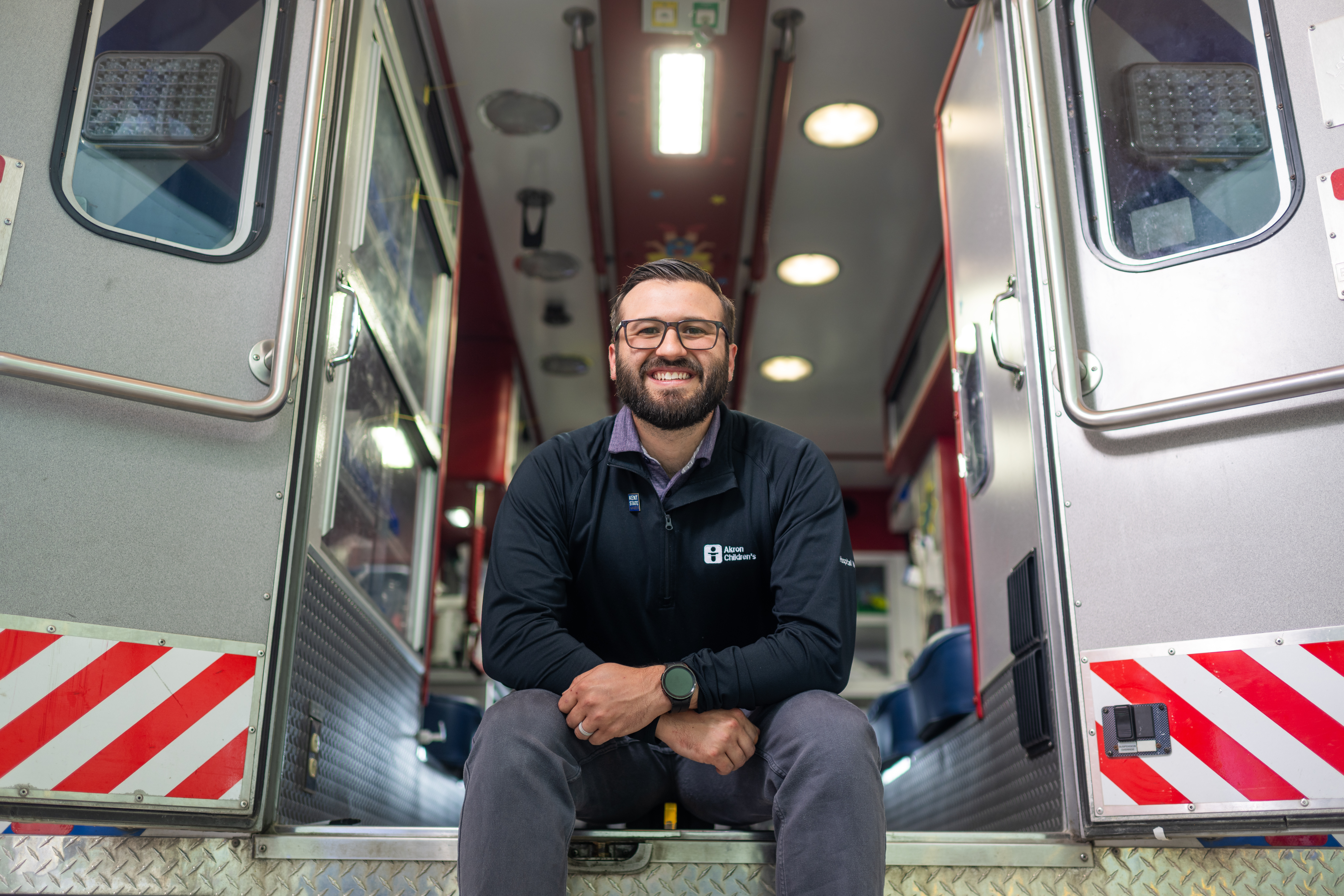 Teddy Pavlantos sitting in ambulance
