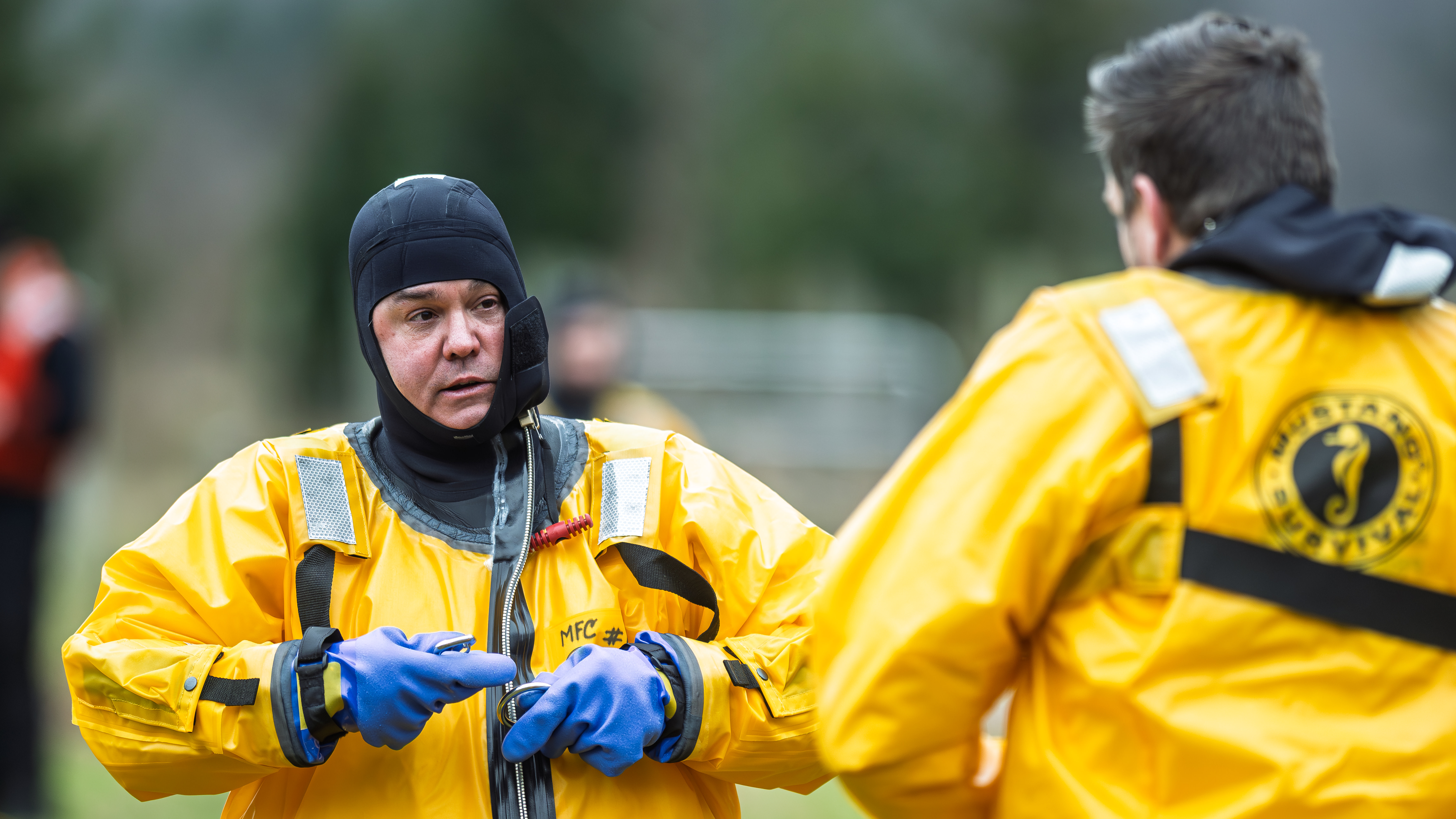 William Kalkhoff (left) at a Portage County Water Rescue Team training exercise in Edinburg, Ohio