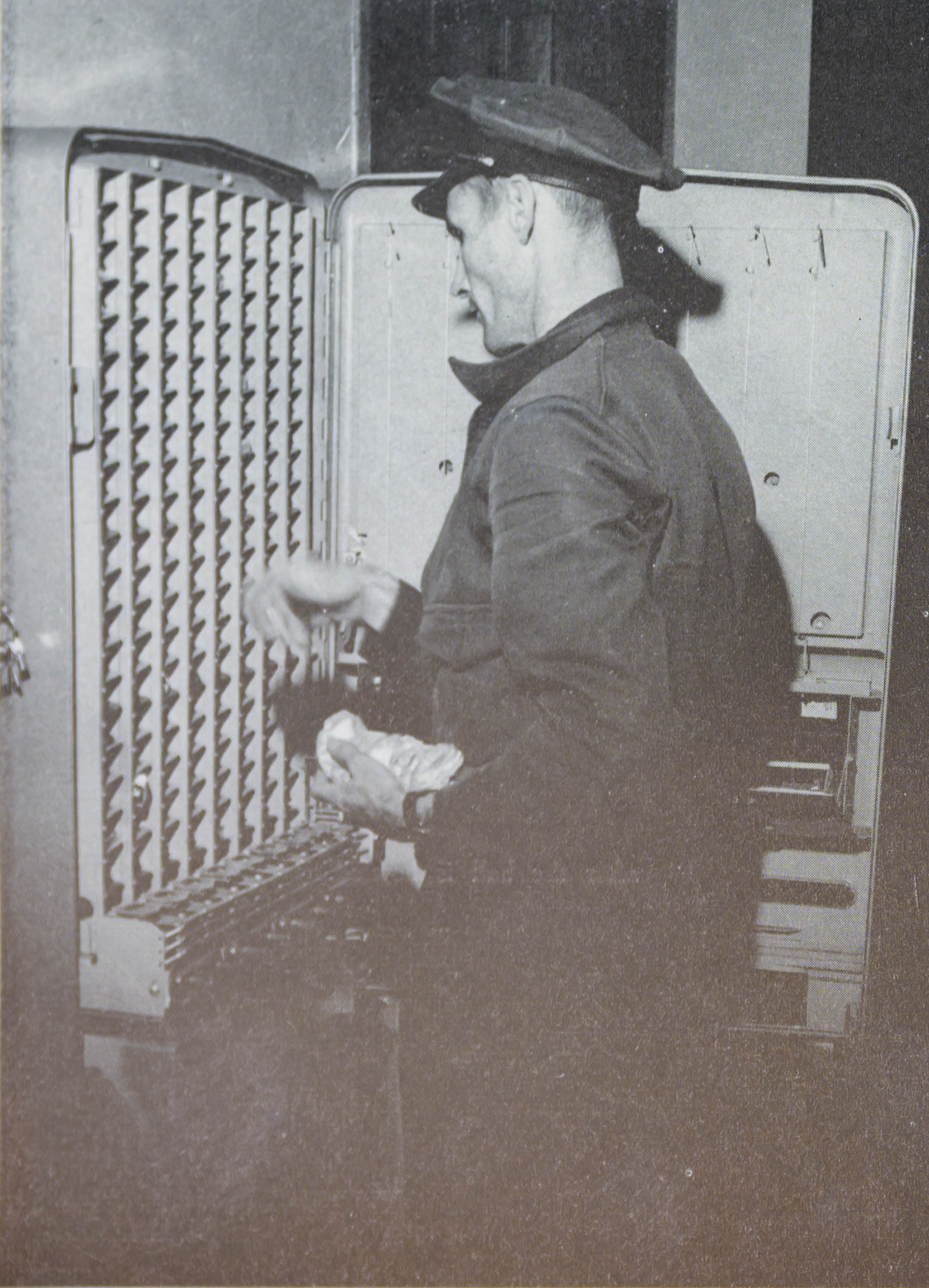 Stocking the vending machine in 1951