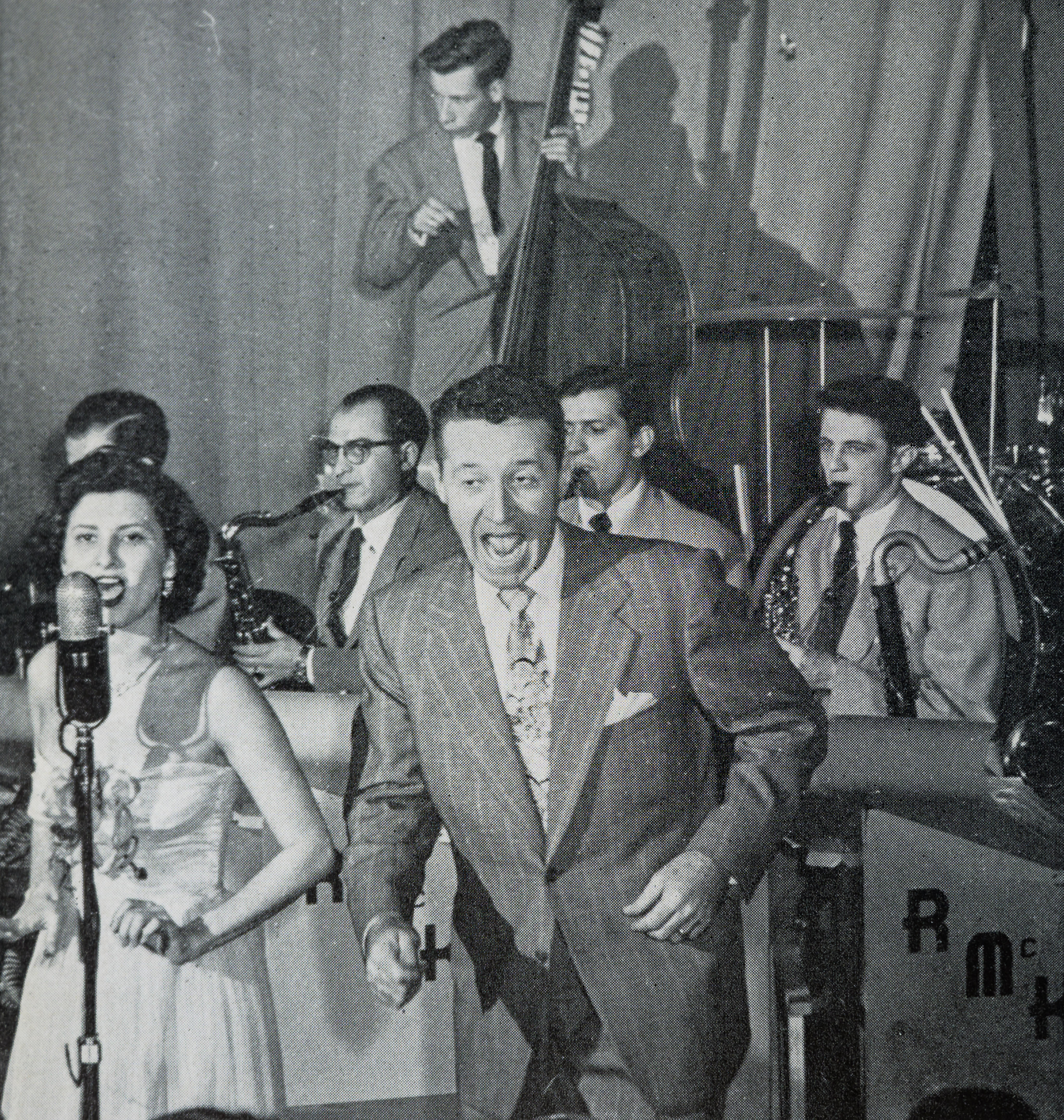 Band singing at Campus Night in 1951