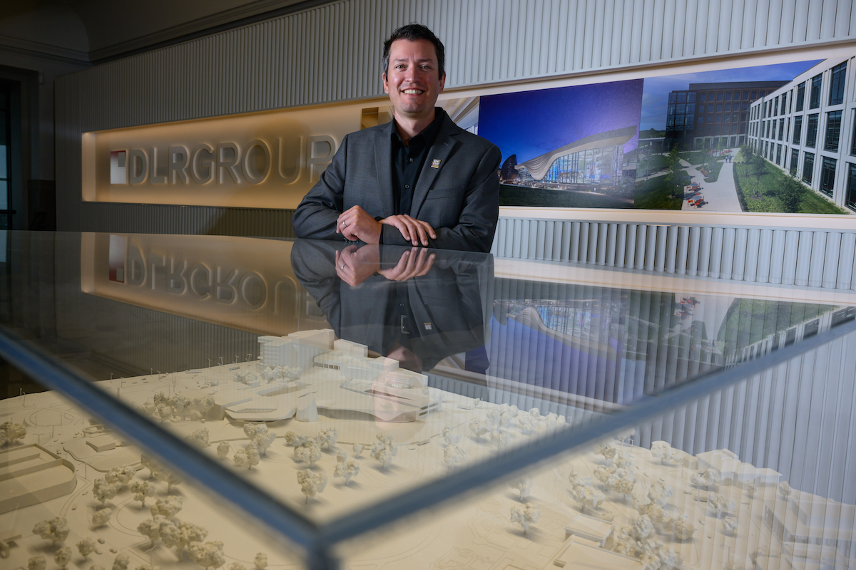 Mark Morris with a 3D model at DLR Group