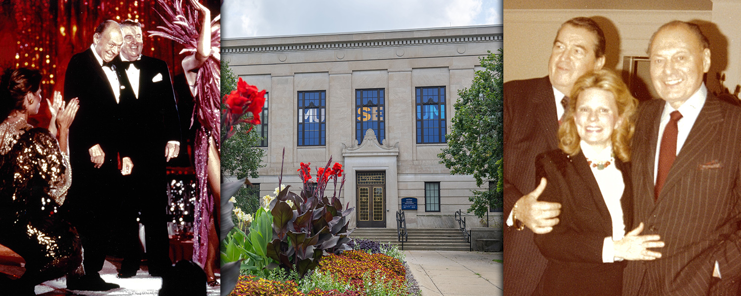 A collage depicts Shannon Rodgers and Jerry Silverman on stage, an image of the exterior of the museum, and Shannon Rodgers and Jerry Silverman standing with Nancy McCann.