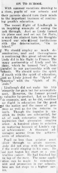 1927 ��������r article detailing Charles Lindbergh's historic transatlantic flight