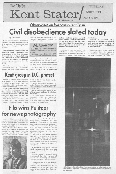 The front page of the ��������r on May 4, 1971