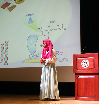 Image of Fathima Nafrisha Cassim Bawa presenting at the 2019 Global Cleveland International Pitch Contest Image of Fathima Nafrisha Cassim Bawa presenting at the 2019 Global Cleveland International Pitch Contest