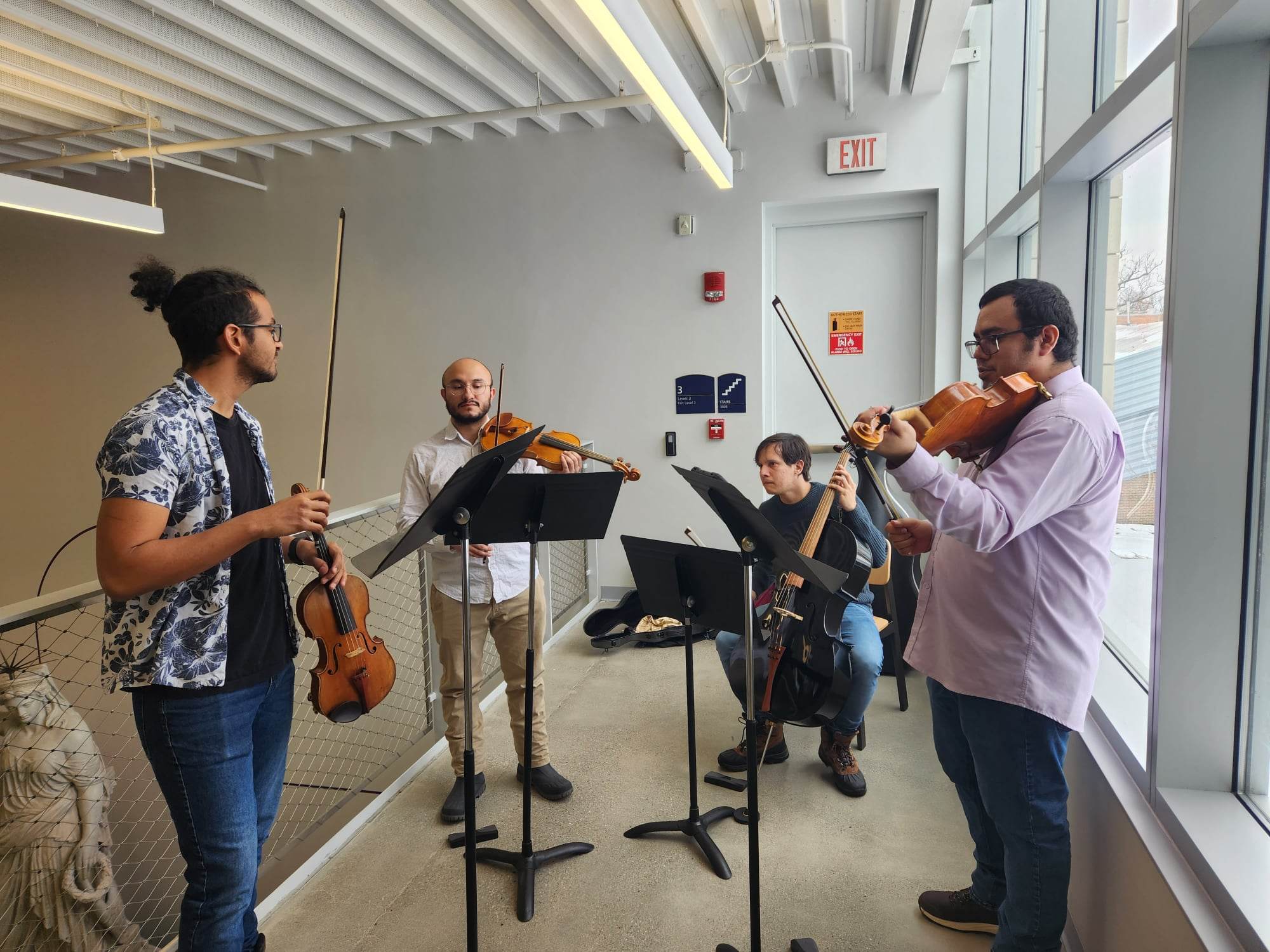 The Glaser String Quartet performing at the DI Hub.