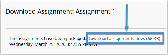 Download assignments now link
