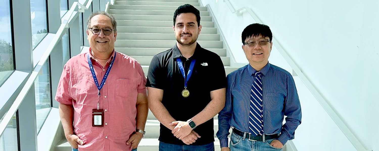 ARCC King Medal Winner Valid Koliyaee joined by Professor Rui Liu and Professor Adil Sharag-Eldin