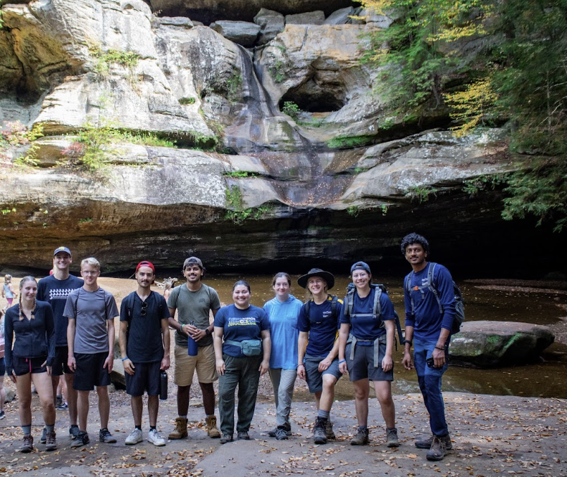 Analyn with a group of students on a camping trip