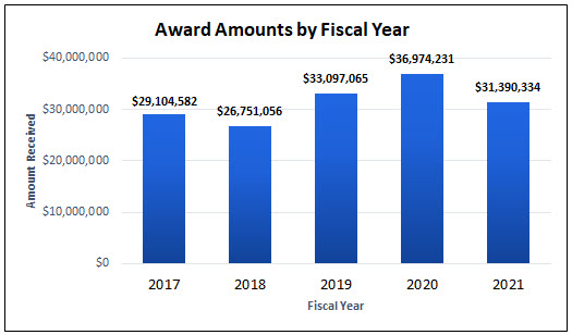 Award Amounts by Fiscal Year (2017-2021)
