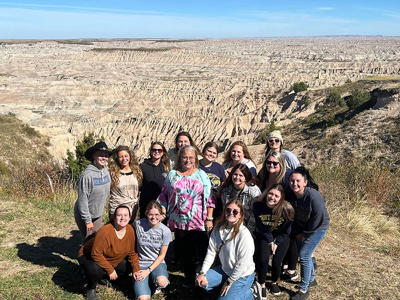 BSN students and faculty stopping in the Badlands of South Dakota 