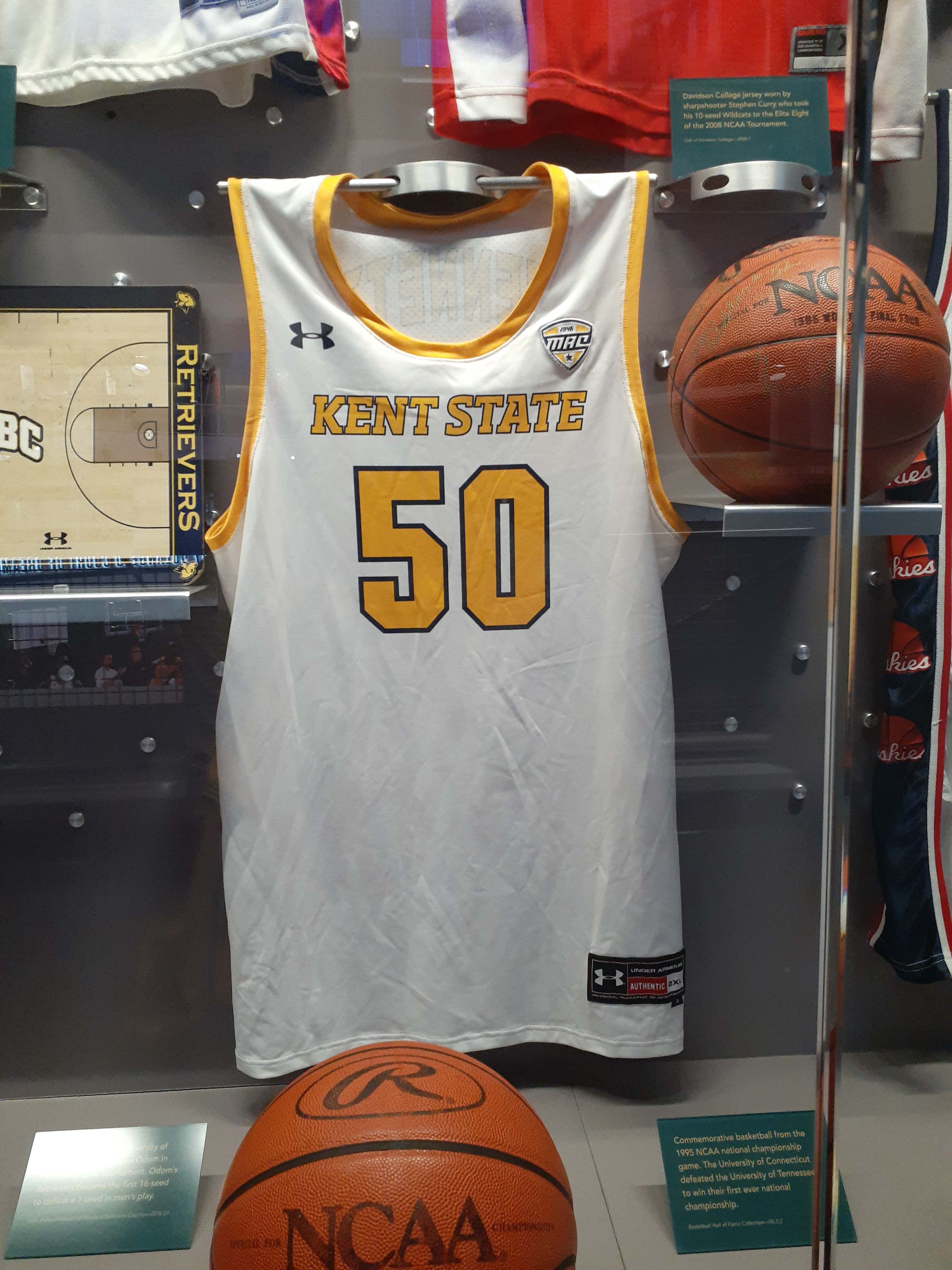 Kalin Bennett's Jersey on display at the Naismith Memorial Basketball Hall of Fame. (Photo courtesy of the Naismith Memorial Basketball Hall of Fame)