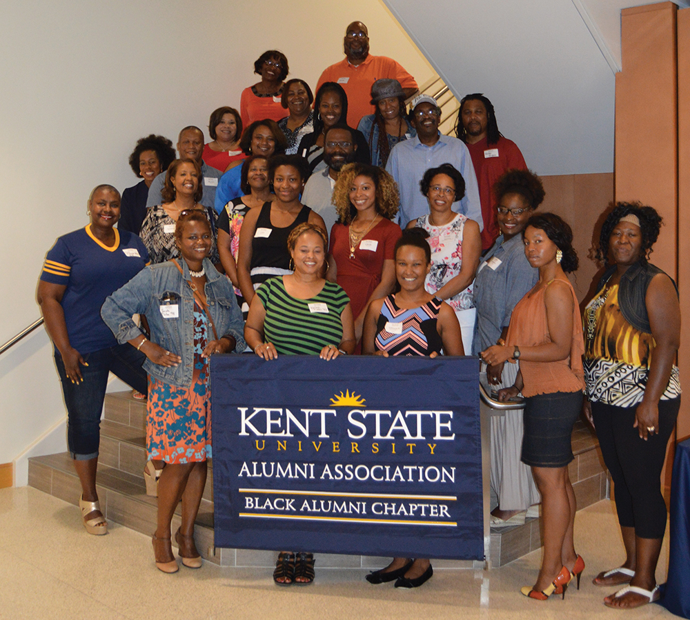 Black Alumni Chapter members pose for a group photo at their meet &amp; greet.