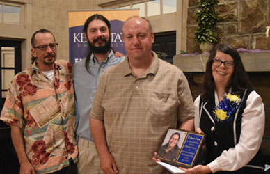 The family of the late Dr. Roxanne Burns accepted the Friends of the Campus Award, given to her posthumously. The family of the late Dr. Roxanne Burns accepted the Friends of the Campus Award, given to her posthumously.