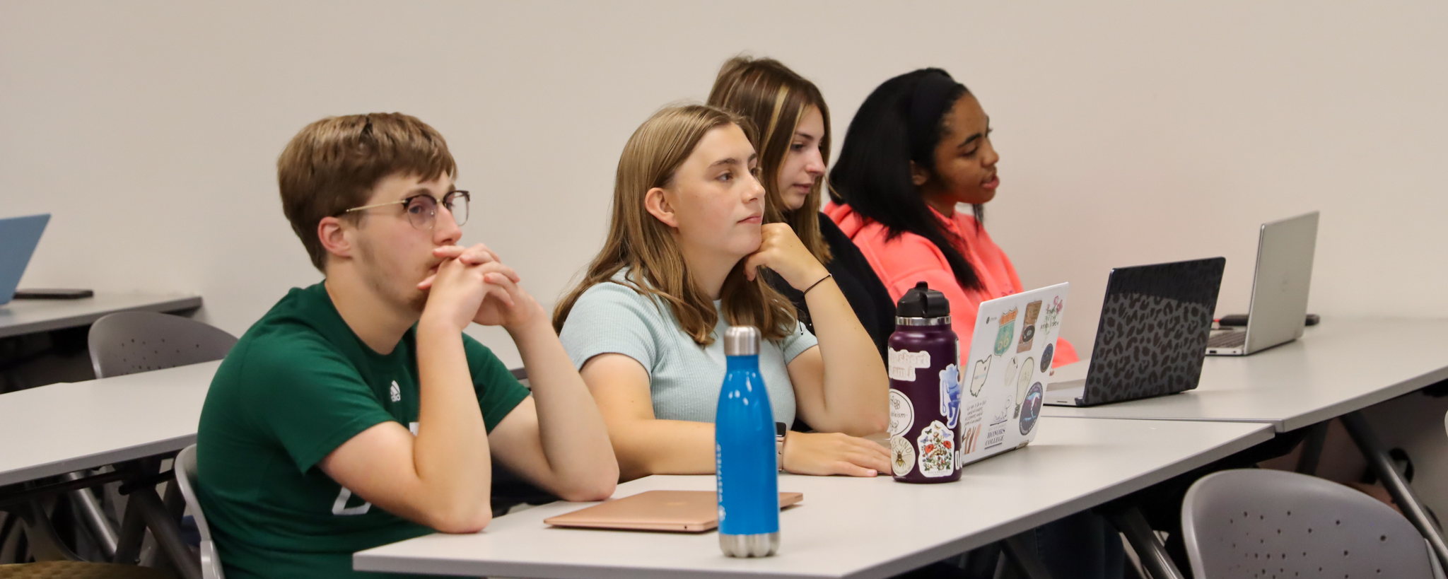 Students in a Career and Community Studies Health and Wellness course listening to the instructor.