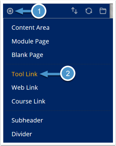 Create course menu tool link