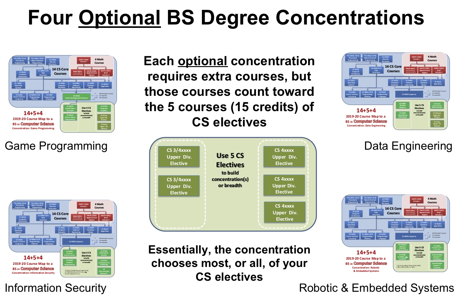 Four Optional BS Degree Concentrations Replacing CS Electives