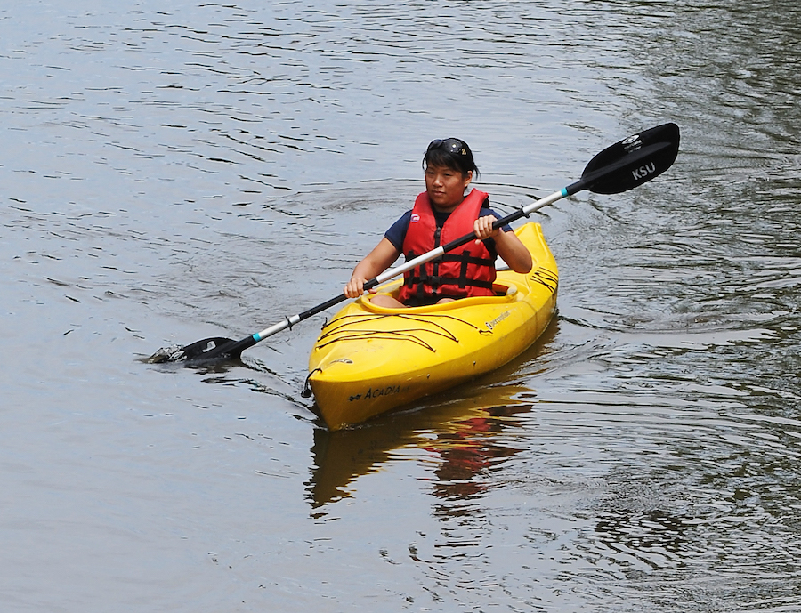 Kent State student kayaking