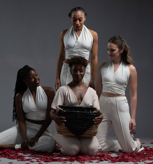 Photo of four dancers from the Dayton Contemporary Dance Company