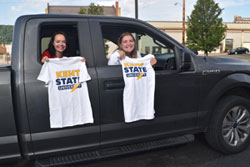 Showing off their t-shirts in East Liverpool Showing off their t-shirts in East Liverpool