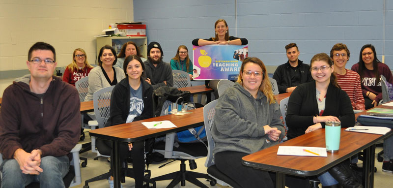 Dr. Blasiman with one of her psychology classes Dr. Blasiman with one of her psychology classes