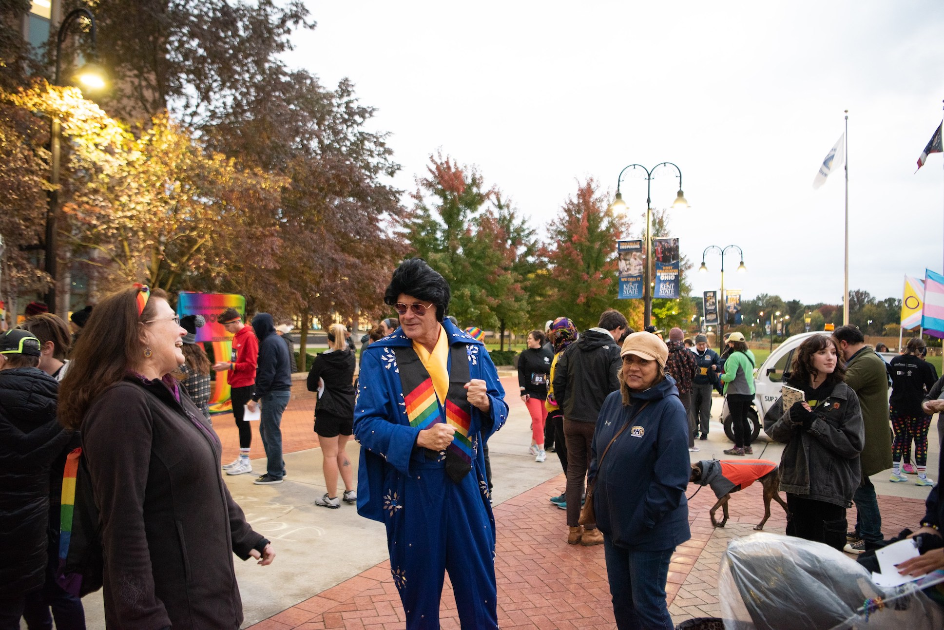 A familiar blue and gold Flash was on hand to welcome Rainbow Run runners.