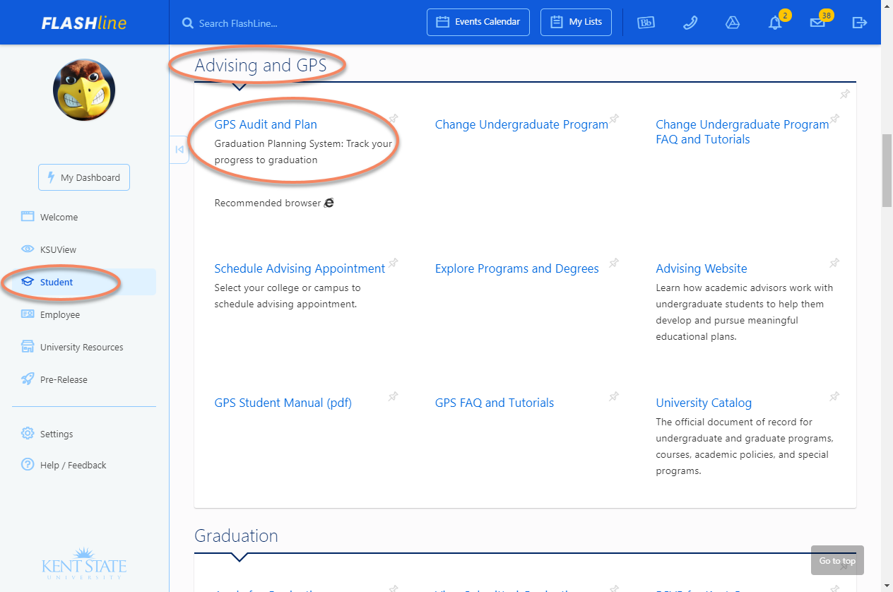 FlashLine Advising and GPS screenshot