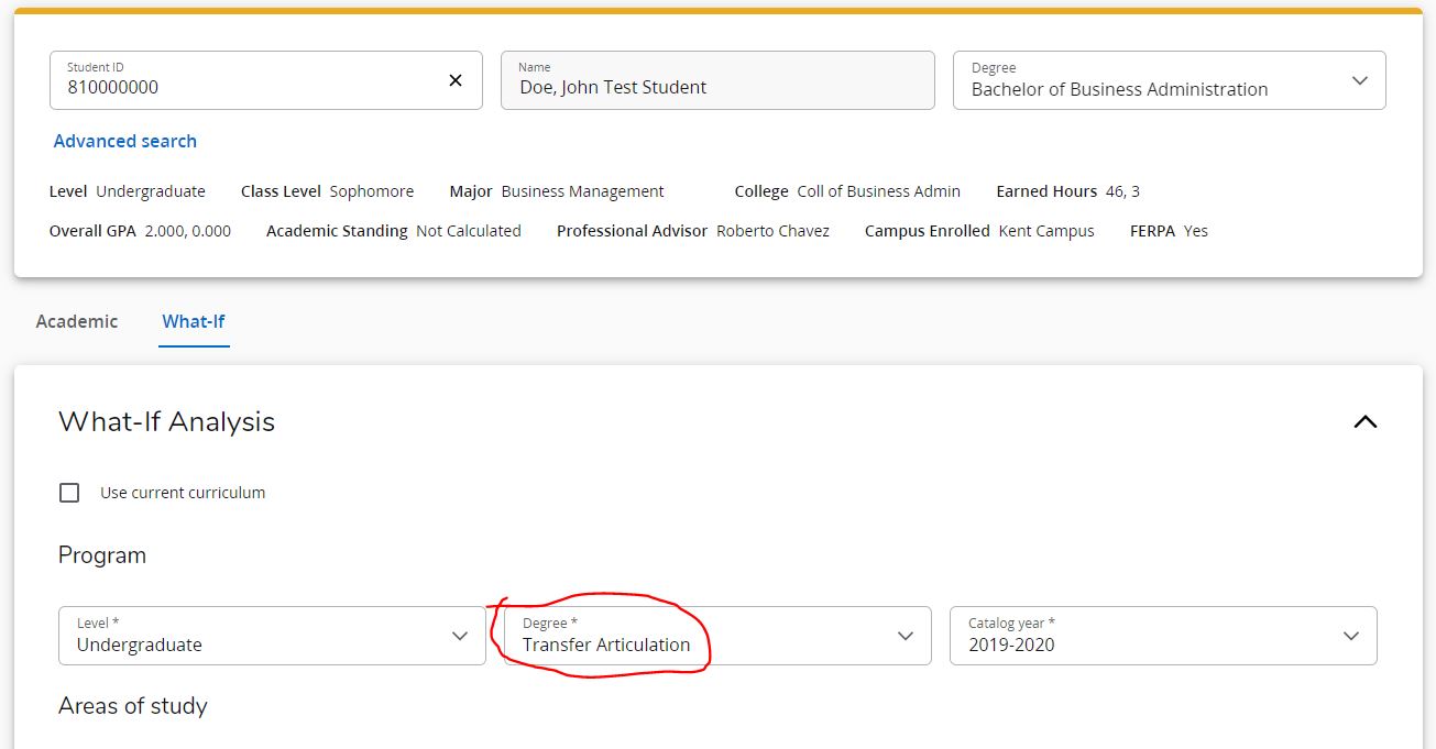 Screenshot of GPS audit with the words Transfer Articulation circled in red