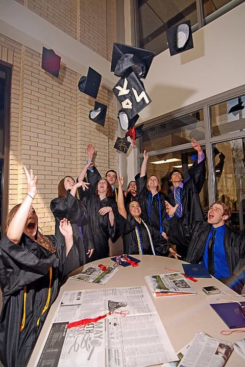 Ben Wolford in Stater newsroom on graduation day