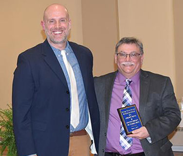 Master of Ceremonies Donald Bean (left) with Steve Lorah representing Heritage Thermal Services. Master of Ceremonies Donald Bean (left) with Steve Lorah representing Heritage Thermal Services.