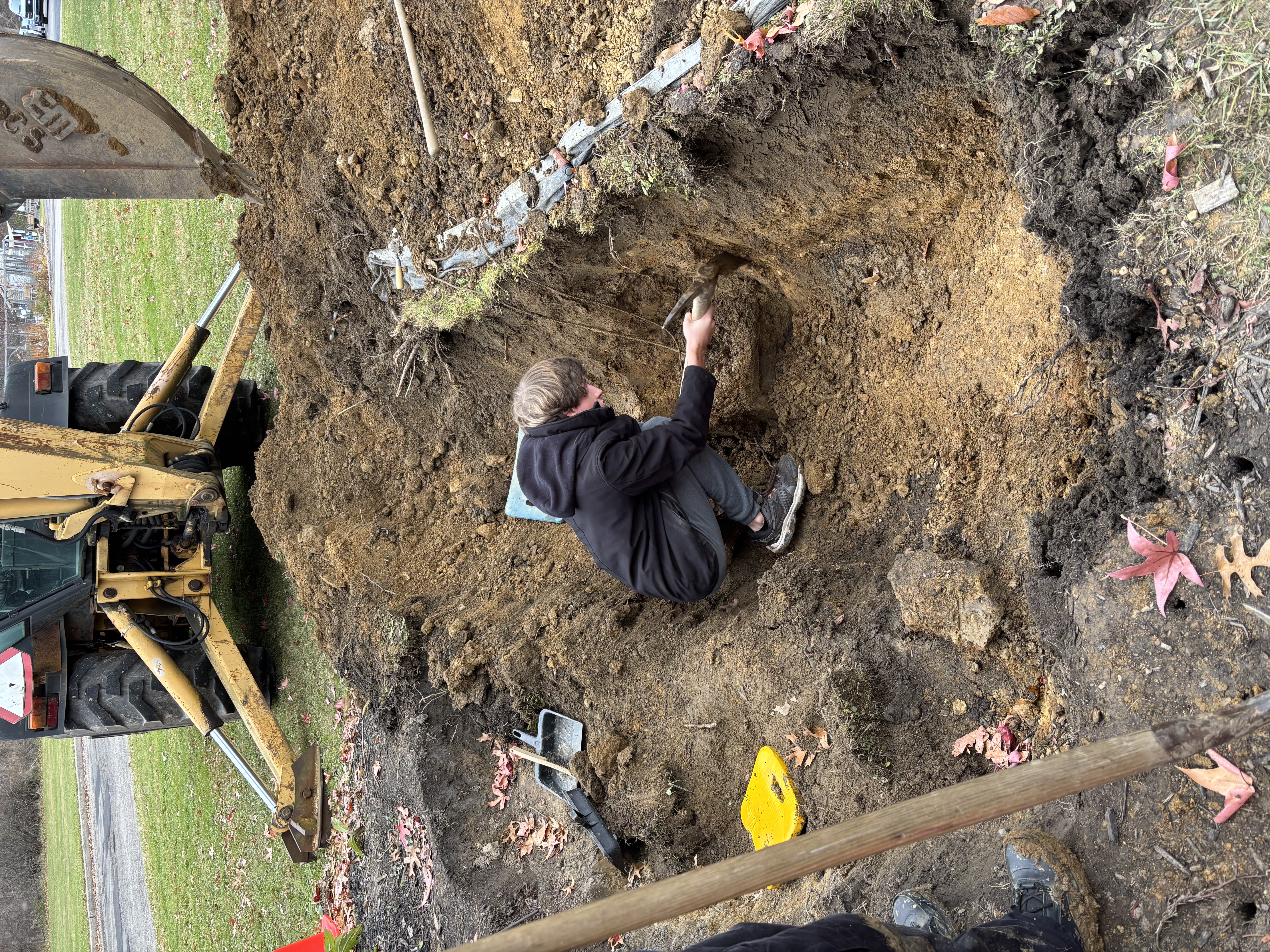 The dig site during excavation