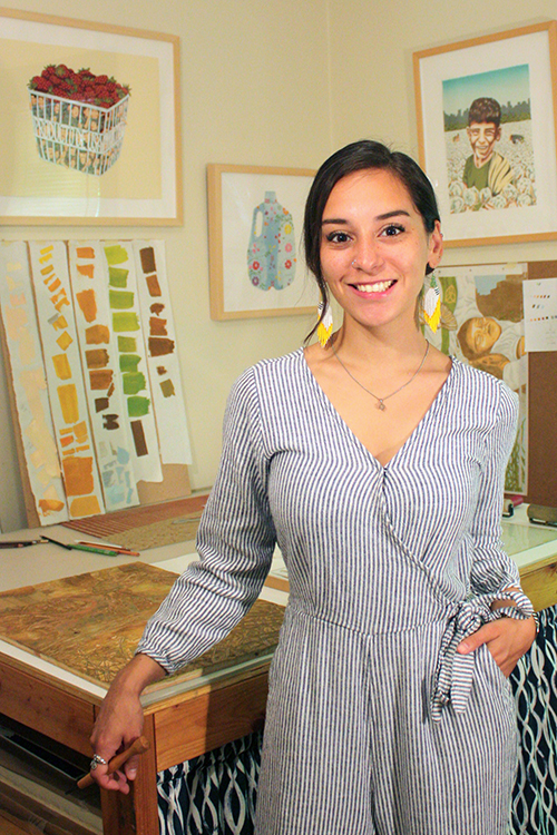 Artist J. Leigh Garcia in her studio