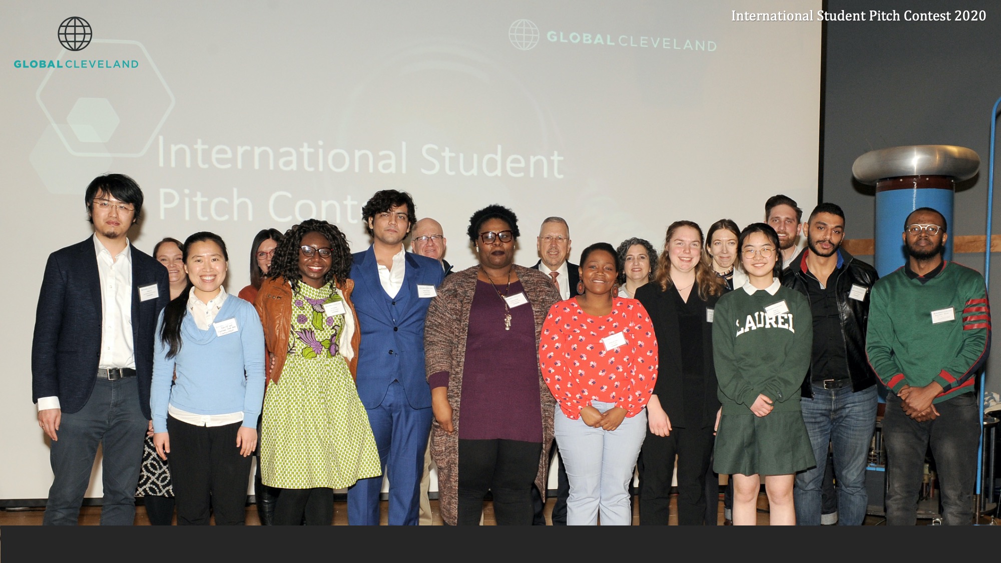 Judges and contestants from the 2021 Global Cleveland International Student Pitch Contest Judges and contestants from the 2021 Global Cleveland International Student Pitch Contest
