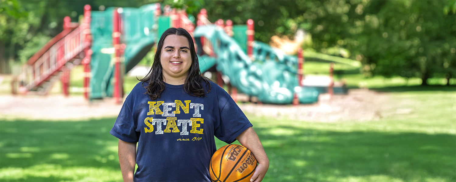 Kent State elementary education student Julia Michalak on a playground