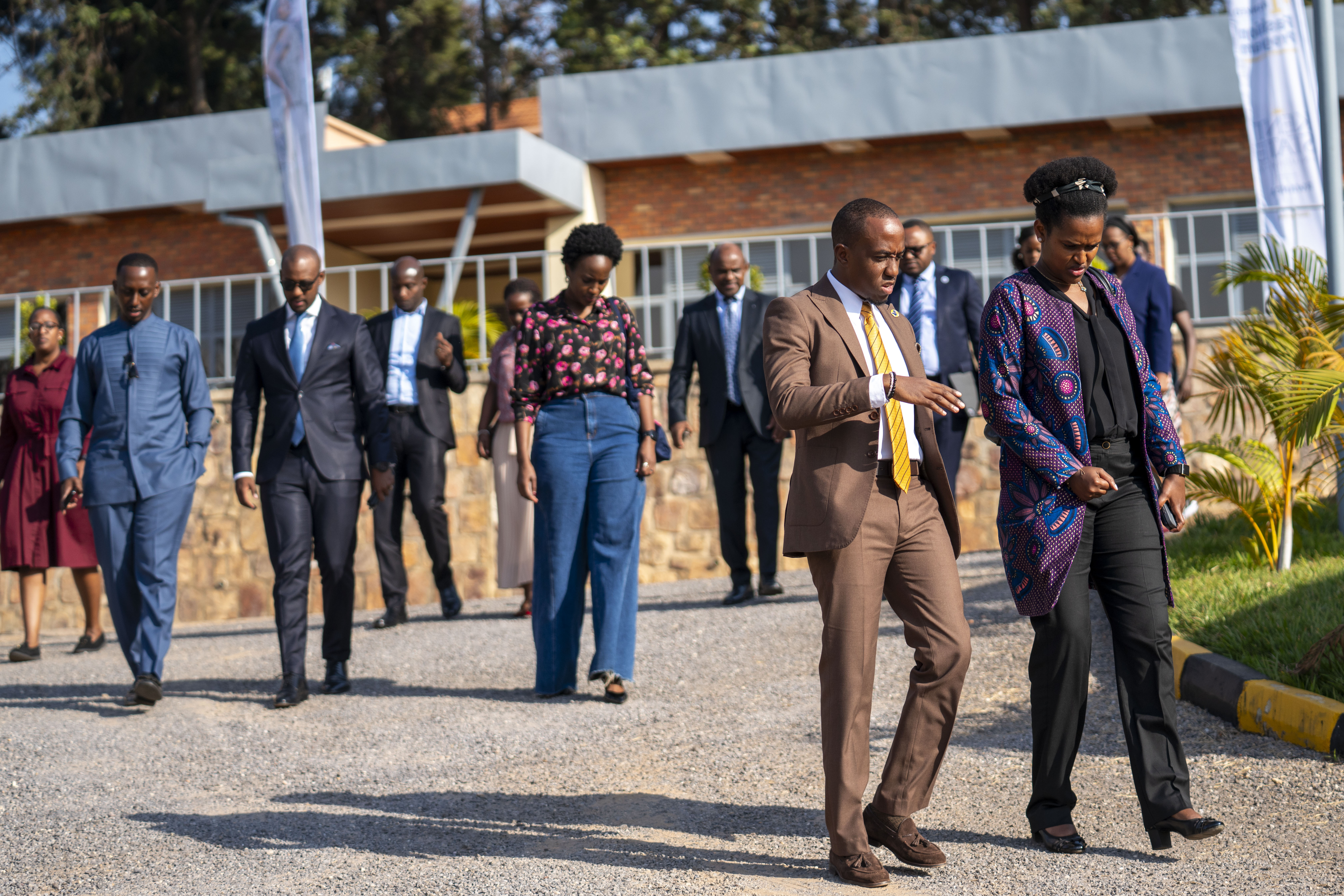 People walking outside the Fashion symposium in Kigali, Rwanda