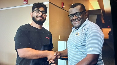 Dr. Felix Kumah-Abiwu (right) with Kent State Student Abdulmuqeet Mohammed (left)