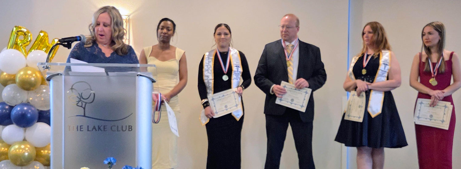 Recognized for their academic and service achievements were (from left) D’Alivah Whetzel, Giovanna Pucci, Neal Franchock, Christina Hoover and Elke Sekosky.