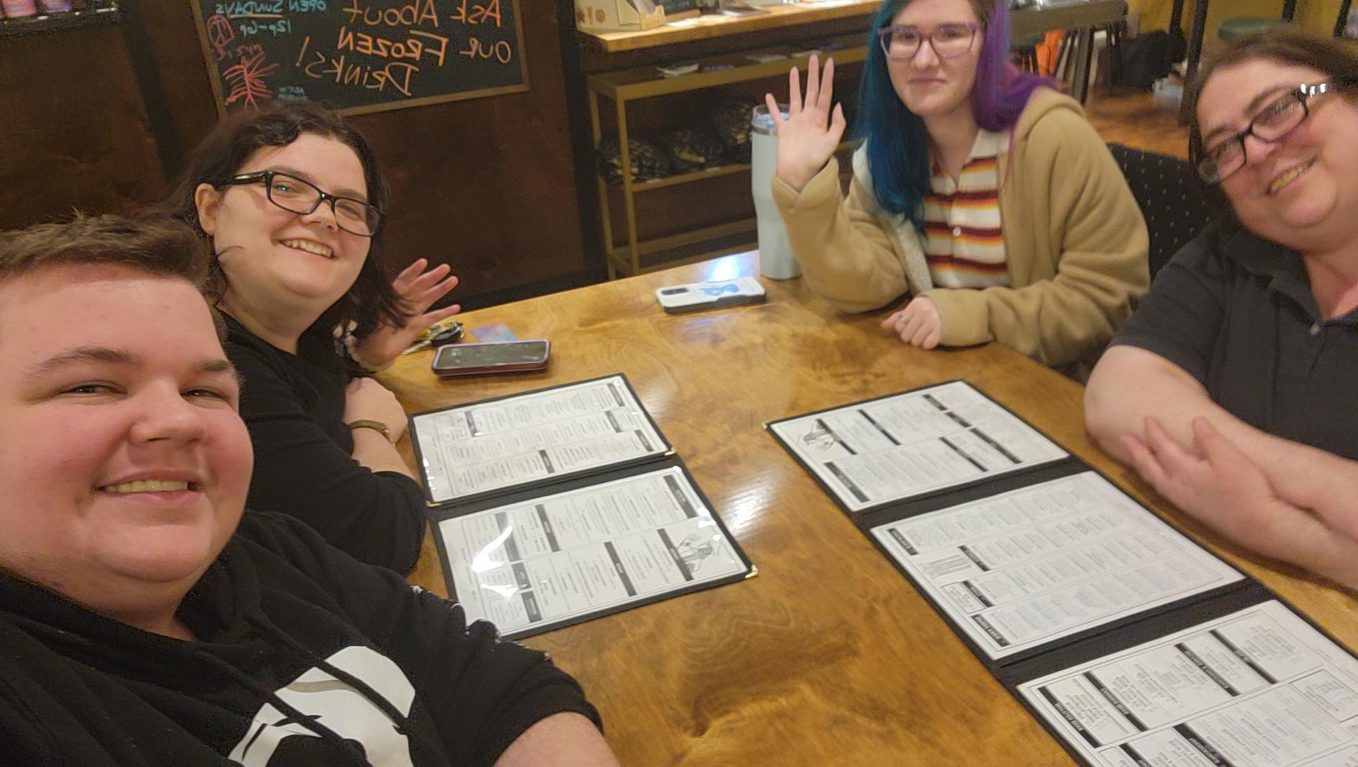 Logan and friends out to eat